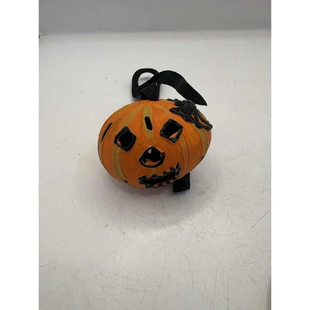 Halloween Ornament Peter Priess Egg Pumpkin Spooky Black Spider NEW